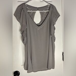 Torrid Gray Blouse with Lace Back